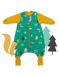 Śpiworek z bawełny organicznej z nogawkami zimowy 3.5 Tog Woodland Animals