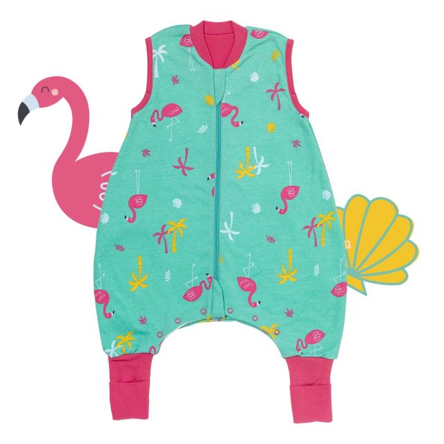 Śpiworek z bawełny organicznej z nogawkami całoroczny light 1.0 Tog Flamingo