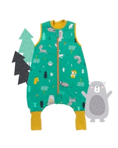 Śpiworek z bawełny organicznej z nogawkami całoroczny light 1.0 Tog Woodland Animals