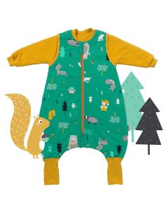 Śpiworek z bawełny organicznej z nogawkami całoroczny 2.5 Tog Woodland Animals