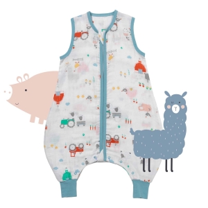 Śpiworek z nogawkami letni muślinowy 0.5 Tog Farmyard